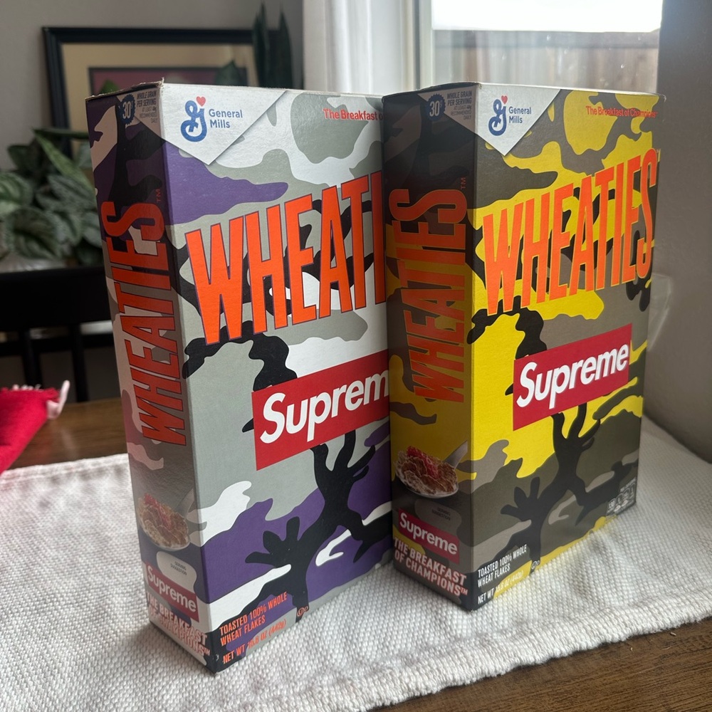 Rare Supreme x Wheaties Sold Out Camo Box Logo Set - NEW AND SEALED